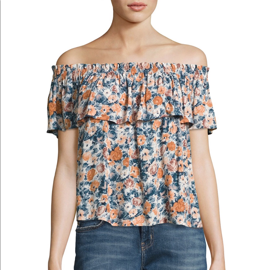 Current Elliott Top Ruffle Floral Off Shoulder 2